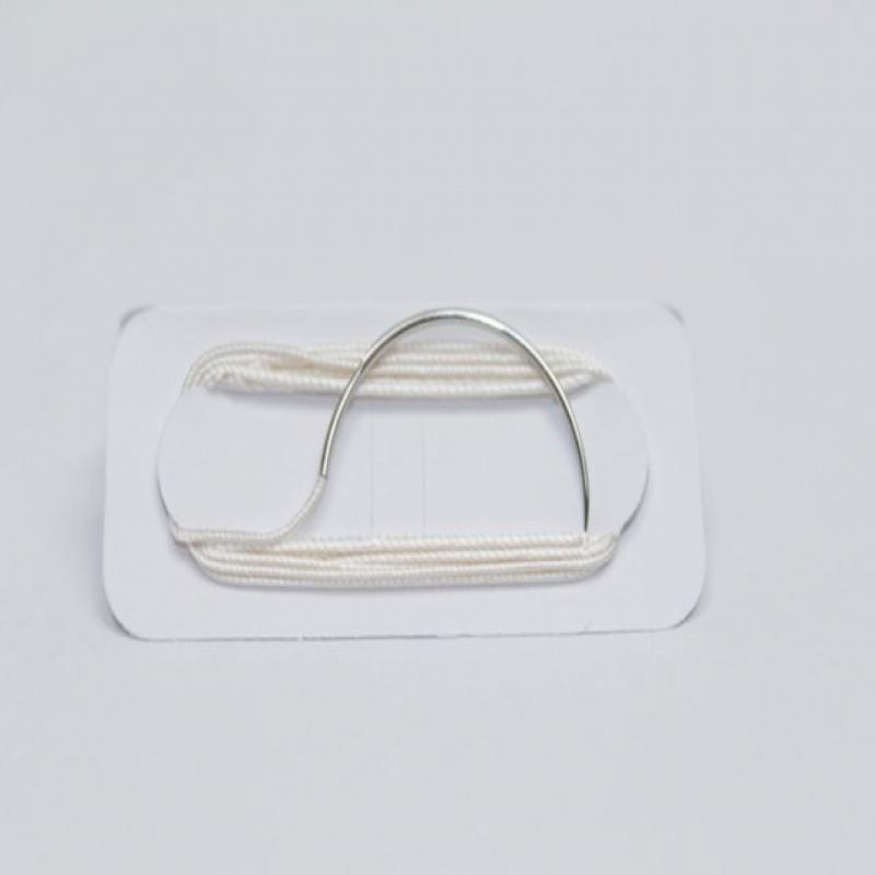 Голка атравматична, USP2 (М5), 48 мм, 1/2, колюча, кругле тіло, одноголкова, ШОВК, плетена, чорна, 75 см